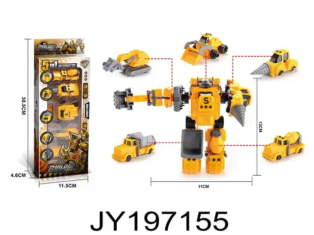 DIY 5 in 1 Take Apart Robot Toys Vehicle Set – Assembly Car Construction Transform into Robot Toys for Kids