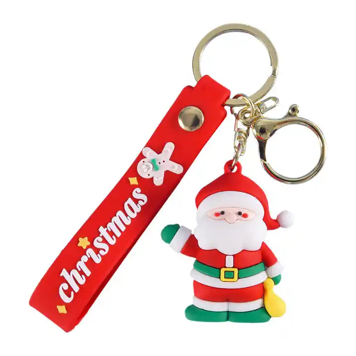 Christmas-Themed PVC Keychain Set | Santa Claus, Elk, Snowman, and Tree Pendants | Festive Anime Keychain Toys