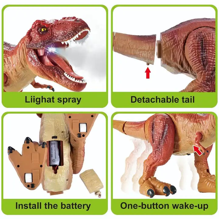 Interactive Remote Control Tyrannosaurus Dinosaur Toy - 2.4G 8 Channels Realistic Roaring and Walking Dinosaur for Ages 5+