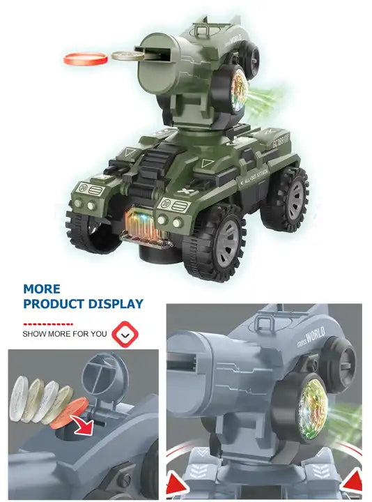 Battle Tank Fight Electric Toy Car for Kids - Flying Saucer Shooting and Lights