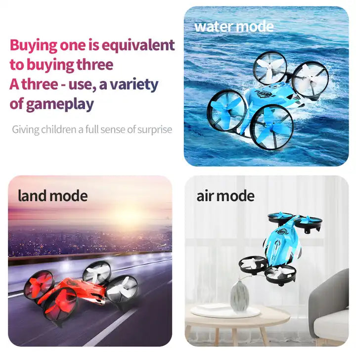 JJRC H113 Multi-Terrain Variable Speed RC Aircraft - Water, Land, and Air Drone for Kids