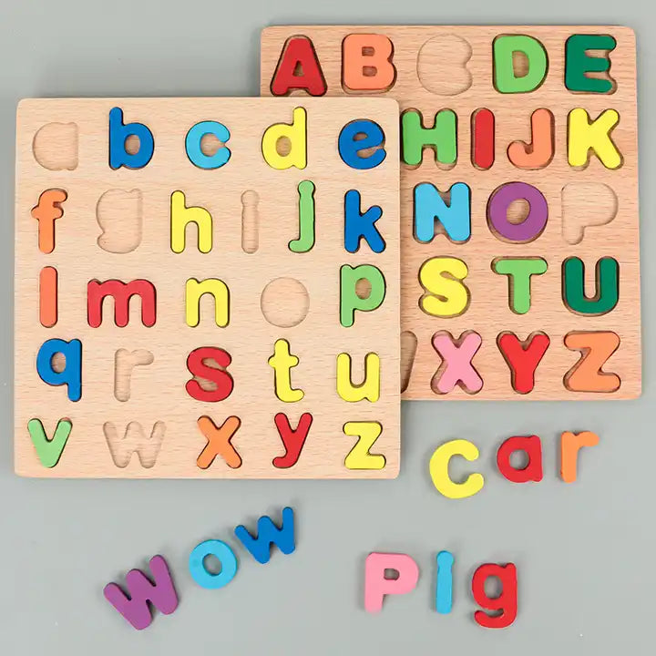 Wooden Alphabet and Number 3D Learning Puzzle | DIY Montessori Early Educational Activity Board Games | Toys for Kids