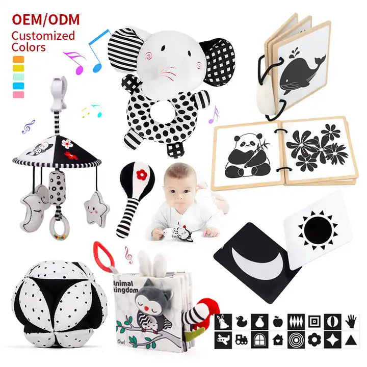 Newborn Montessori Educational Cognitive Flash Cards - Black and White High Contrast Baby Sensory Toys