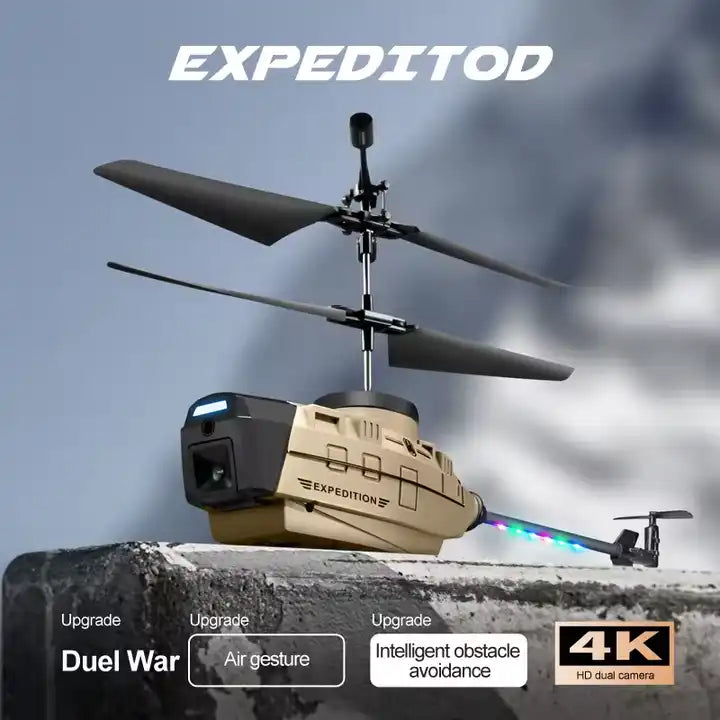 Helicopter Toys Obstacle Avoidance Battle Mode - Phone Control Smart Gesture Helicopter 4K Dual Camera KY202 Drone Plane RC