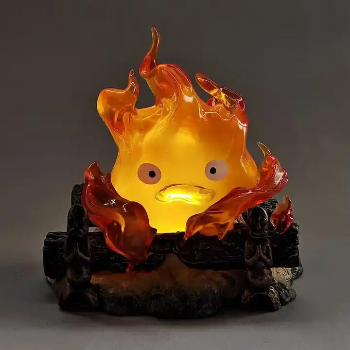 12CM Manga Figurine Statues - Luminous Howl's Moving Castle Calcifer Breathing Lamp Japanese Cartoon PVC Anime Figure Toys