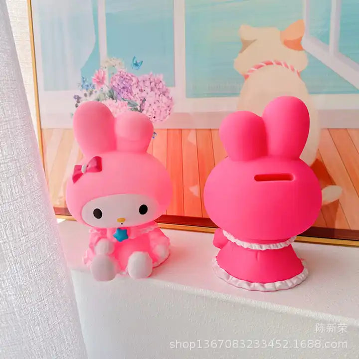 Sanrio Melody Piggy Bank Kuromi Cartoon | Large Capacity Money Box | Cute Drop-Resistant Kids Saving Pot | Anime Toys Girl Gift