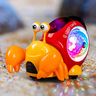 Kids Electric Pet Sensory Walking Hermit Crab Toy | Transparent Projection & Colorful Flashing Lights | Musical Baby Learning Toy