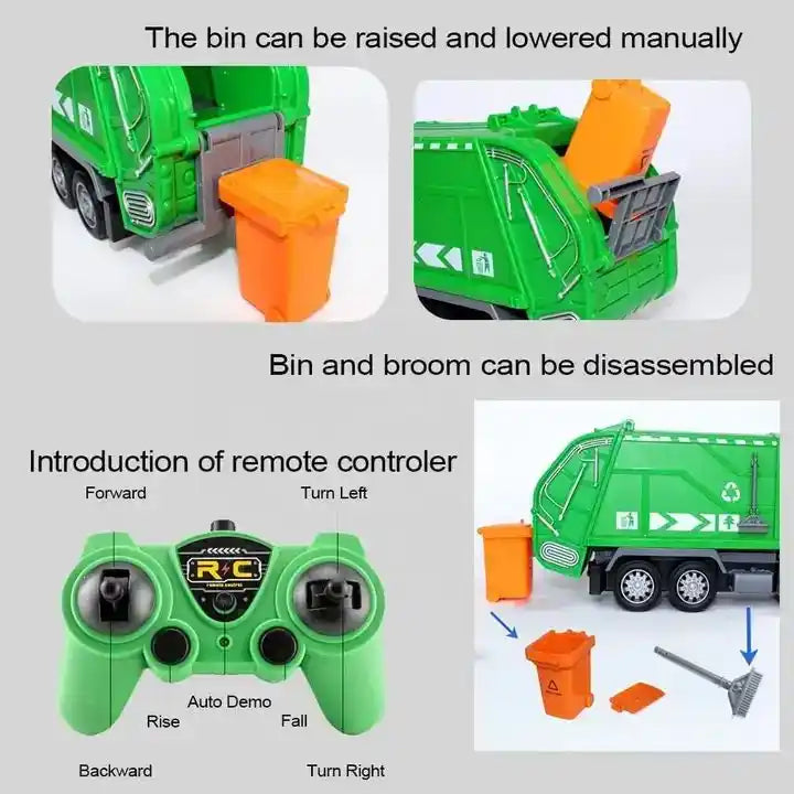 Remote Control Sanitation Truck - Recycle Engineering Vehicle for Kids