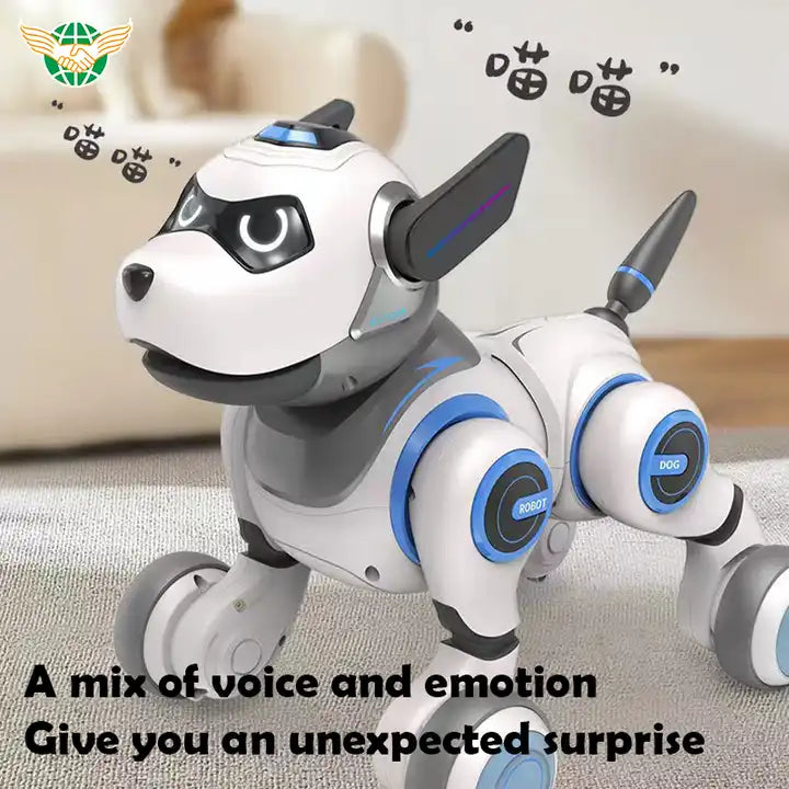 Interactive Intelligent Electronic Pet Dog Robot Toy - Multifunctional RC Puppy with Light and Sound for Kids