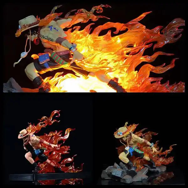 One Piece Ace Luminescent Statue - 27CM PVC GK Collection Figure for Kids and Collectors