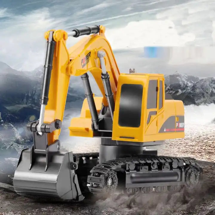 1:24 Scale Simulated Alloy RC Excavator Truck - 2.4GHz 6 Channel Remote Control Toy