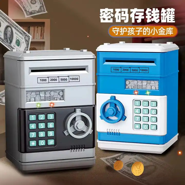 Large Capacity Children's Creative Password Unlock Mini Safe Toy | Automatic Roll Money Plastic Piggy Bank ATM