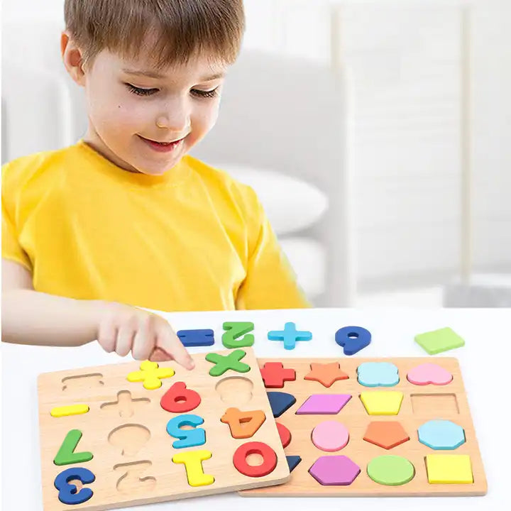 Wooden Alphabet and Number 3D Learning Puzzle | DIY Montessori Early Educational Activity Board Games | Toys for Kids