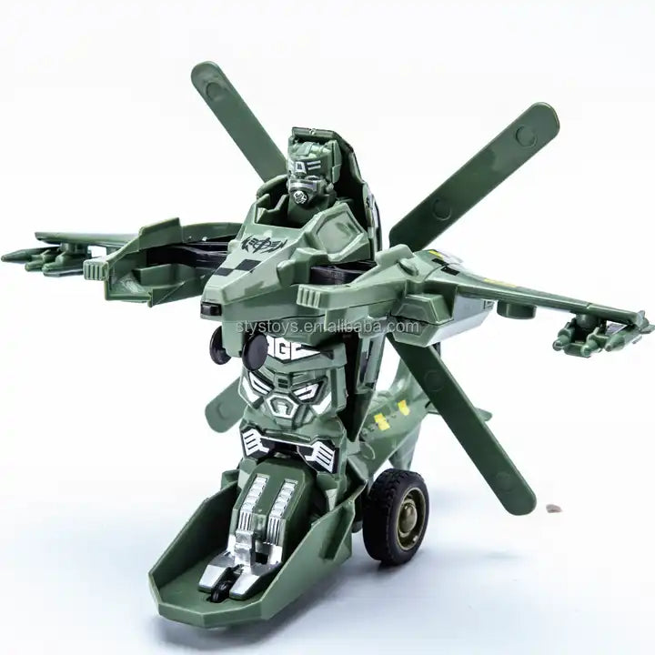 One Key Deformation Military Plane Robot - Transformable Fighter Jet and Helicopter Toy