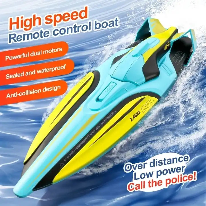 Wireless Outdoor Remote Control Speedboat - Dual Motors, Long Range, 30KM/H Racing RC Boat