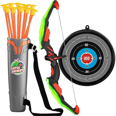 Kids Archery Bow and Arrow Set | LED Light Up Archery Toy Set for Girls & Boys | Includes 10 Suction Cup Arrows | Indoor & Outdoor Fun