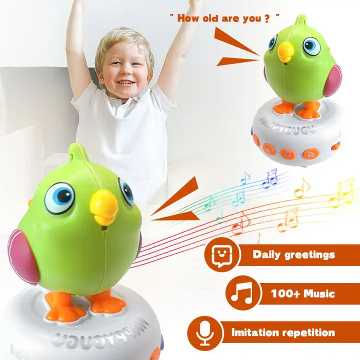 Electronic Talking Bird Watch | Cartoon Animal Wrist Watch with Whistle, Music & Lights | Educational Recordable Toy for Kids