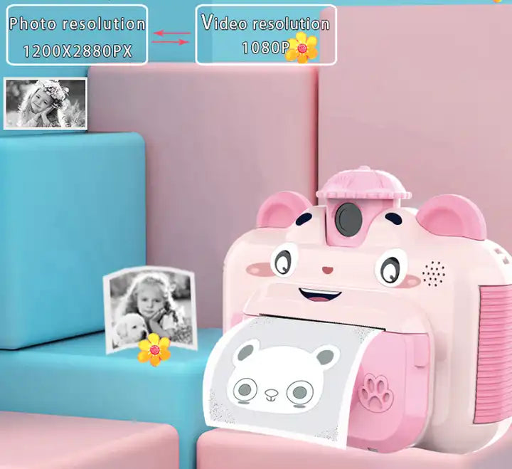 Kids Instant Print Camera, 1080P HD, Mini Camera with Thermal Photo Paper, Fun Toy for Boys & Girls with Free Drop Shipping