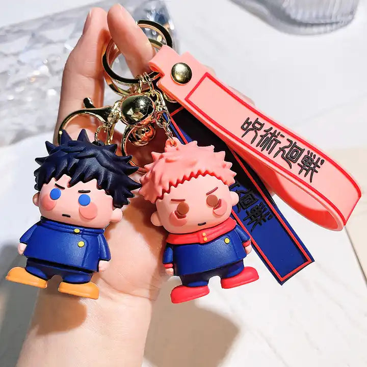 3D Cartoon Jujutsu Kaisen Keychains | Cute Satoru Gojo and Fushiguro Megumi Action Figure Pendants for Anime Fans