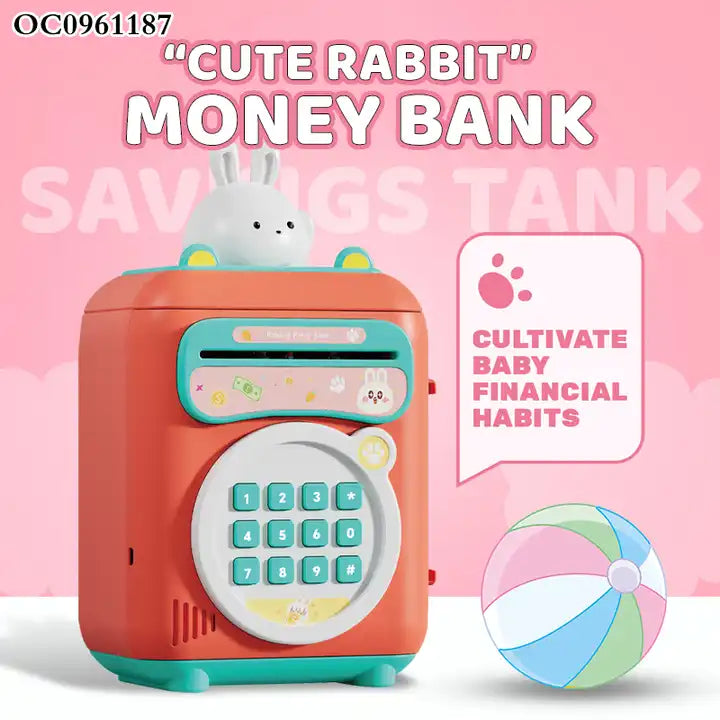 Cartoon Rabbit Piggy Bank ATM | Electronic Money Box for Kids | Plastic Money Saving Toy