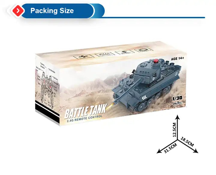 1/30 RC Tank Military Battle Model Toy Car - 2.4G Programmable Sound Effects Remote Control Crawler