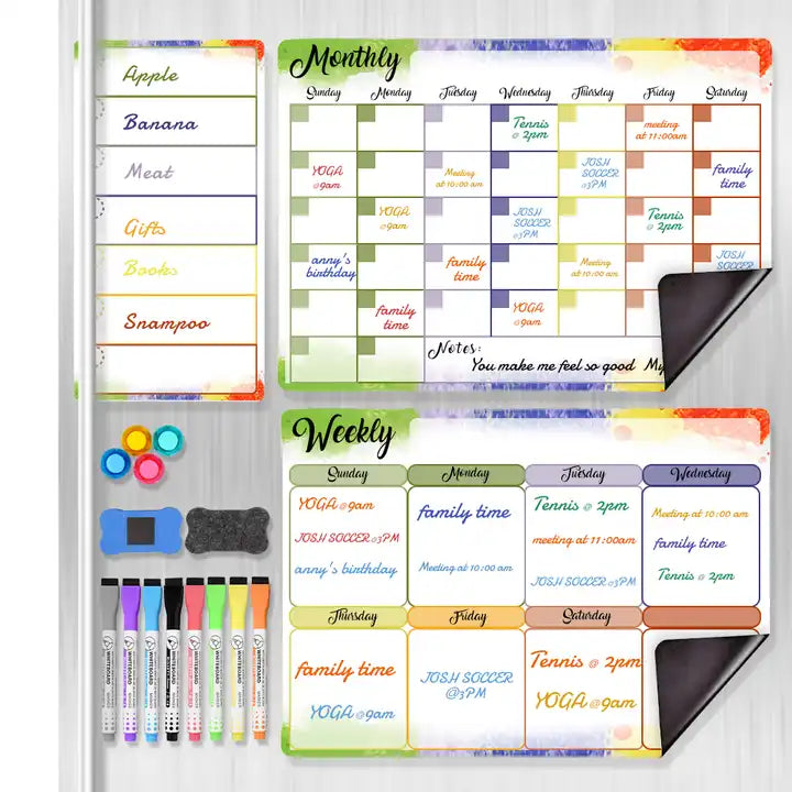 Kids Whiteboard Magnet Dry Erase Monthly Calendar Weekly Fridge Calendar Magnetic Calendar Board