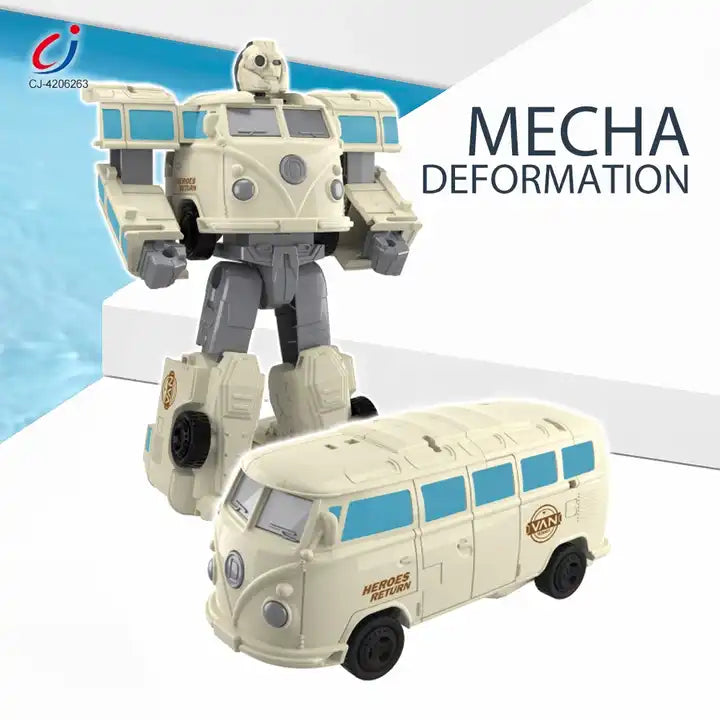 Deformation Mech Toy Set – Kids Educational Assemble Plastic Sliding Car 2 in 1 Deformation Bus Robot