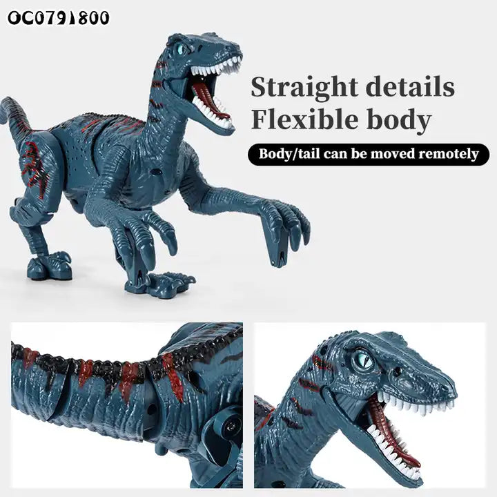 Walking Remote Control Dinosaur Toy - 2.4G Battery Operated RC Animal with Lights and Music for Ages 4+