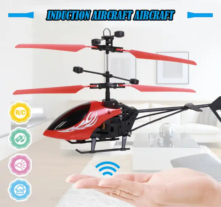 RC Helicopter with Watch Remote Control - Flying Airplane Kit Toy with Hand Sensor for Kids