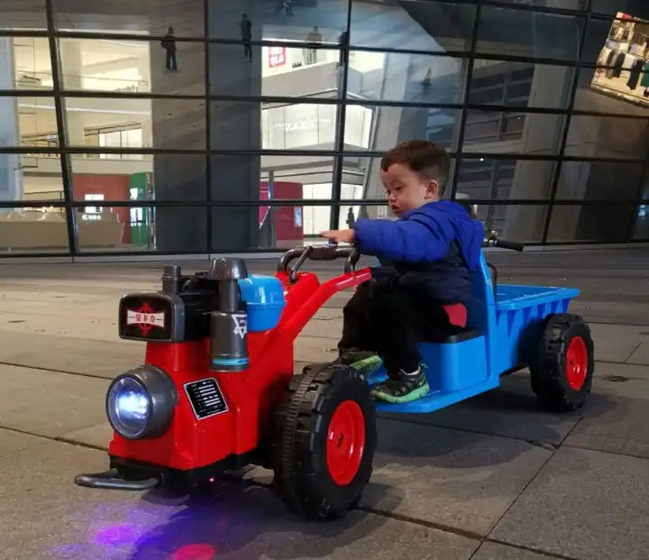 Kids Electric Farm Tractor Ride-On Car - Battery Powered with Interactive Controls