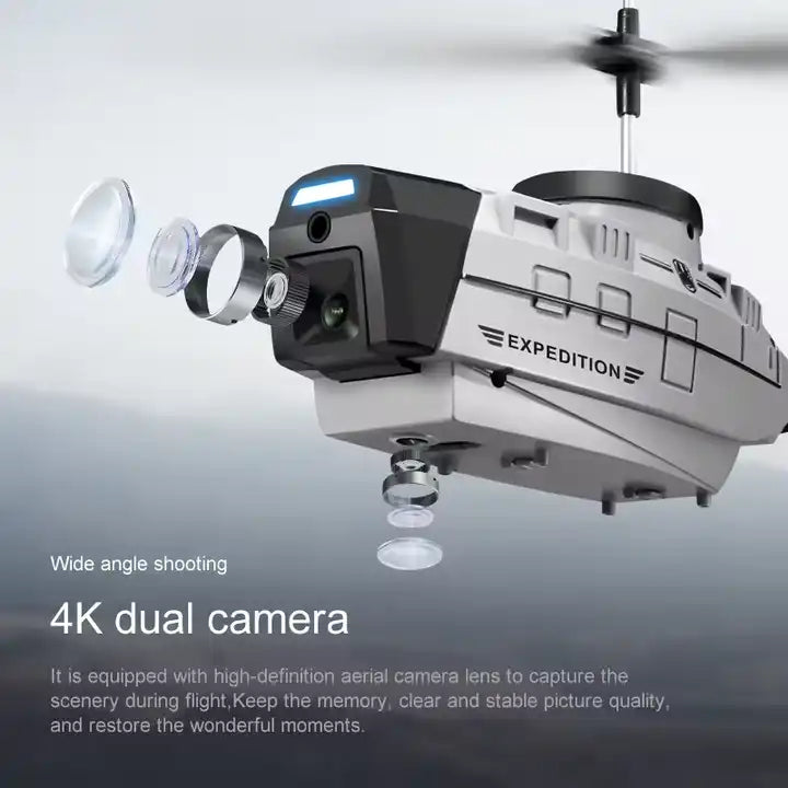 KY202 3-Channel Helicopter Drone - 4K HD Camera with ESC Wifi FPV and Obstacle Avoidance