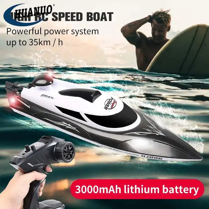 2.4GHz Waterproof RC Racing Boat - 35KM/H High-Speed Yacht Toy with Water Cooling System and Lights