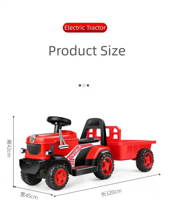 Multi-Function Electric Tractor with Rear Bucket - Educational Ride-On Toy for Kids