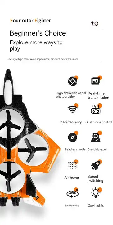 2.4G EPP Foam Fighter Plane with Hand Gesture Control - RC Quadrotor Airplane Toy with Camera