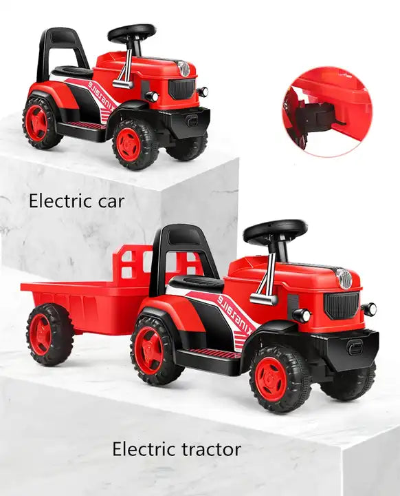 Mini Electric Kids Tractor Ride-On Toy - Battery-Powered Pedal Tractor