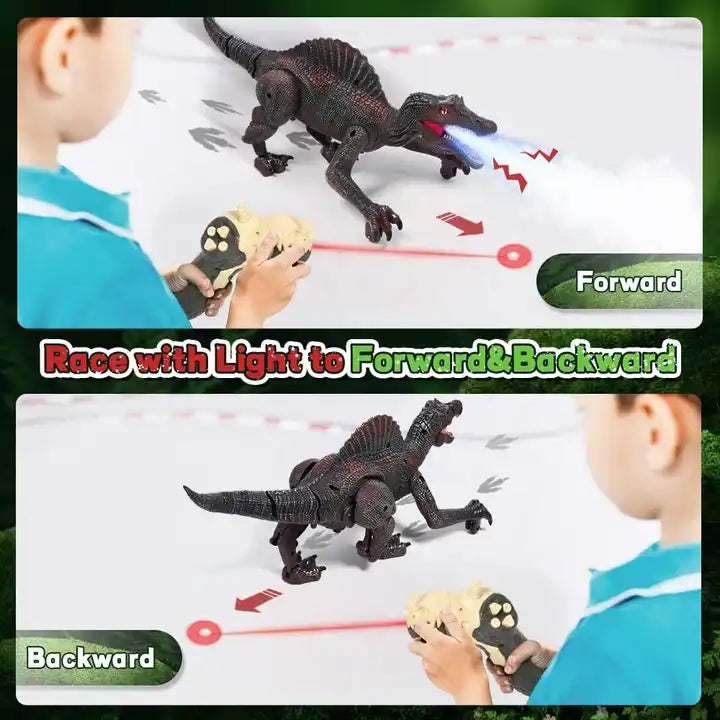 Remote Control Walking Dinosaur Toy for Boys - 2-in-1 Light Chasing Electric RC Dinosaur with Lights and Sounds