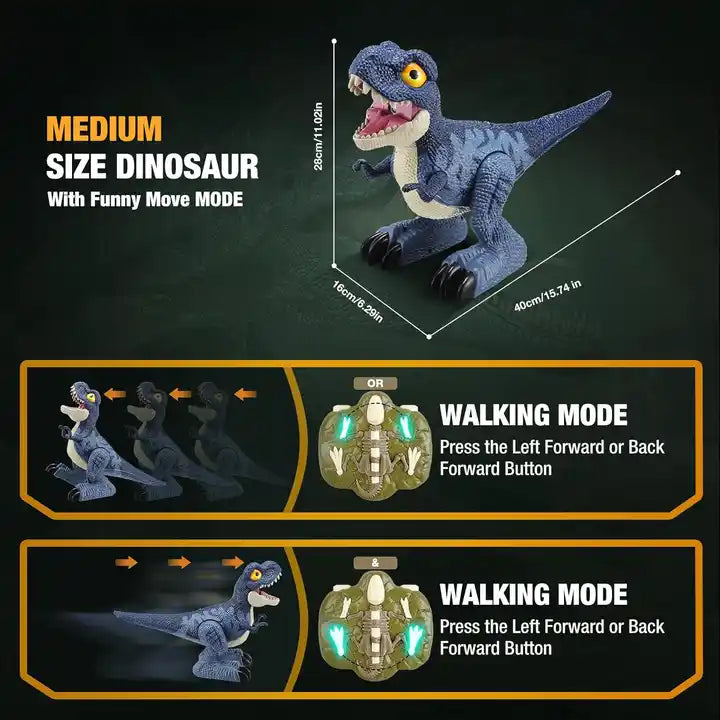 RC Tyrannosaurus Rex Dinosaur Toy with Lights, Music, Auto-Demo, and Spray Functions - Interactive Remote Control Dinosaur Toy for Kids