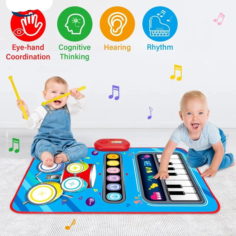 Engaging Baby Musical Mat for 1-Year-Olds: 2-in-1 Piano and Drum Play Mat for Toddlers Aged 1-2 Years - Ideal Infant Music Toy for 12-18 Month Olds - Perfect Birthday and Holiday Gift for Boys and Girls Aged 1-3