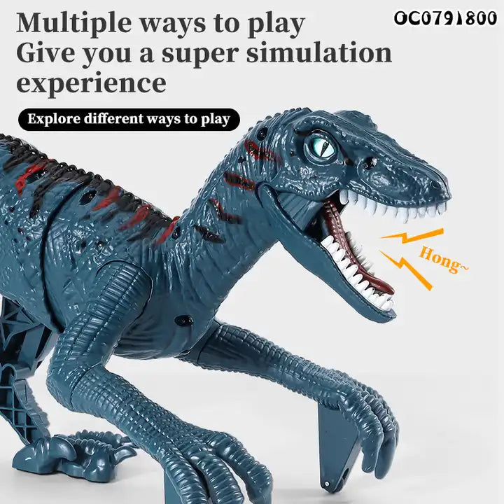 Walking Remote Control Dinosaur Toy - 2.4G Battery Operated RC Animal with Lights and Music for Ages 4+