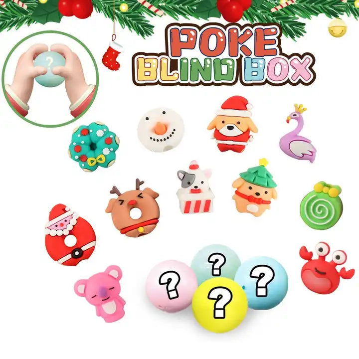 New arrival Christmas themed toy scratch off blind box mystery box surprise egg toys cute doll poke blind box for Christmas gift