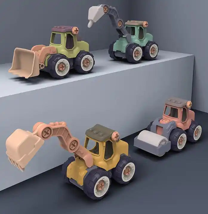 oddler Push-and-Go Friction Powered Construction Vehicles - Set of Engineering Cars