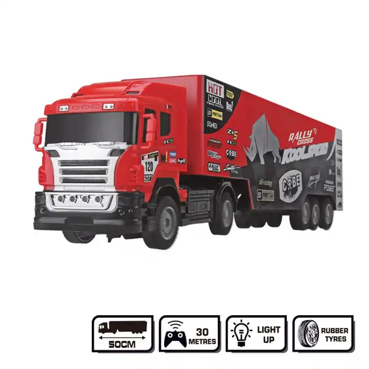 50CM Full Function 2.4GHz RC Container Truck - Remote Control Rally Vehicle with Lights