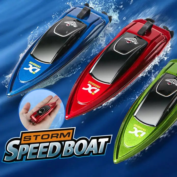 High-Speed Electric RC Boat - Waterproof 2.4GHz Racing Ship with LED Lights for Kids