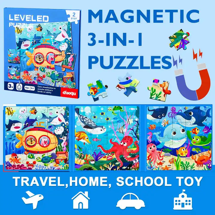 Magnetic Jigsaw Puzzle Book - Travel Puzzles for Kids | Educational Preschool Learning Toy