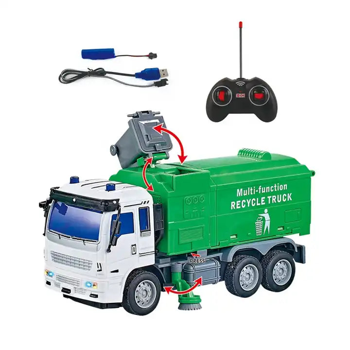 1/30 Scale Remote Control Garbage Truck - 4 Channel Sanitation Vehicle