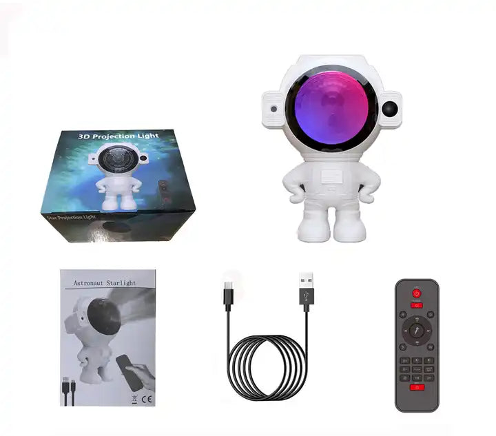 3D Astronaut Lamp | Rechargeable LED Room Night Light & Galaxy Projector for Kids