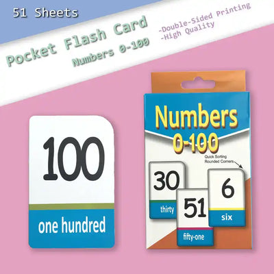 Montessori Learning Card - Numbers 1-100 Teaching Card - 51pcs Flash Cards for Kids Educational