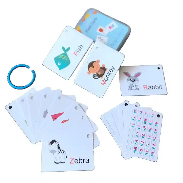 Custom Early Learning Children Number Alphabet Colorful Cognitive Graphic Flash Cards For Kids Education