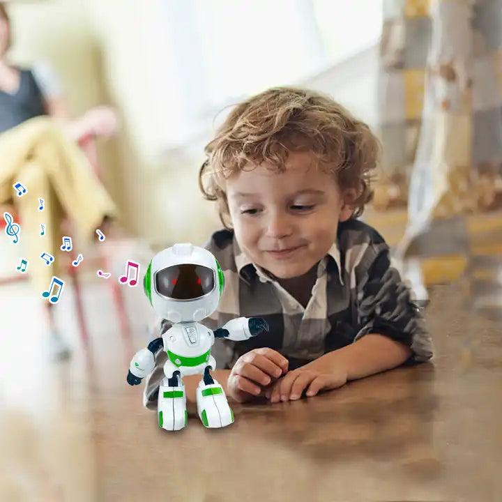 Green Alloy Metal Mini Talking Smart Robot - Intelligent Recording Electric Toy with Light and Sound