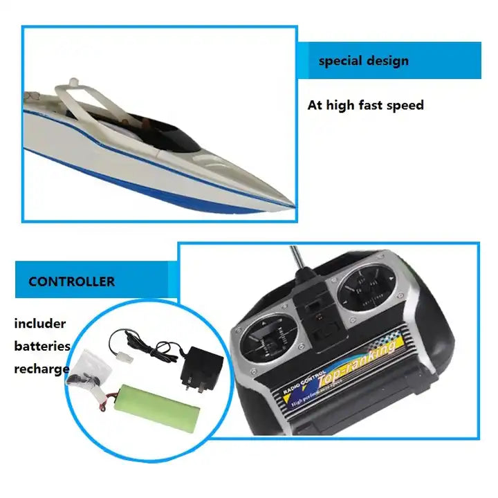 Large Size 2.4GHz RC Speed Boat – 40KM/H High-Speed Remote Control Racing Boat for Lakes & Open Waters